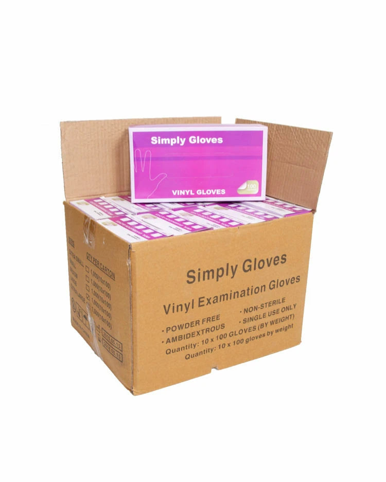 Disposable Medium Blue Vinyl Powder Free Gloves Box of 1000