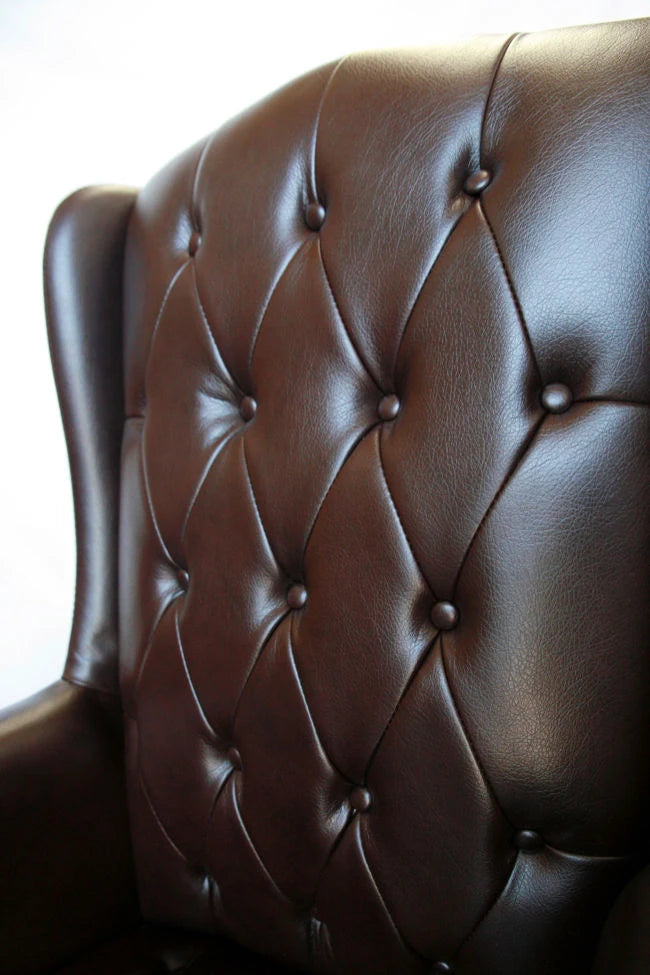 Chesterfield Style High Back Fireside Armchair in Chocolate Brown