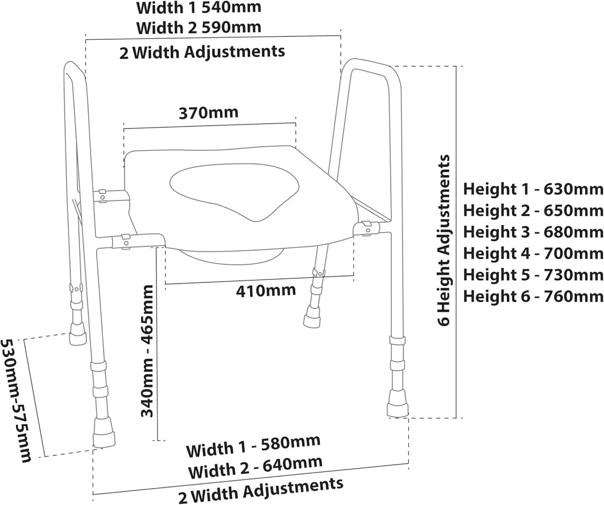 Angel Mobility Raised Toilet Seat and Frame.Height,Width Adjustable,Non-Slip Ferrules,Toilet Surround,Integral Armrests,Push-Pin Adjustment,No Tools Required,Minimal Assembly,Elderly,Hip Surgery