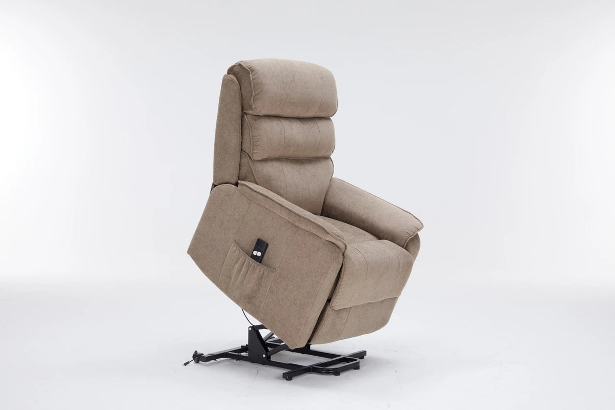 Cambridge Brown Fabric Rise and Recline Armchair Power Chair