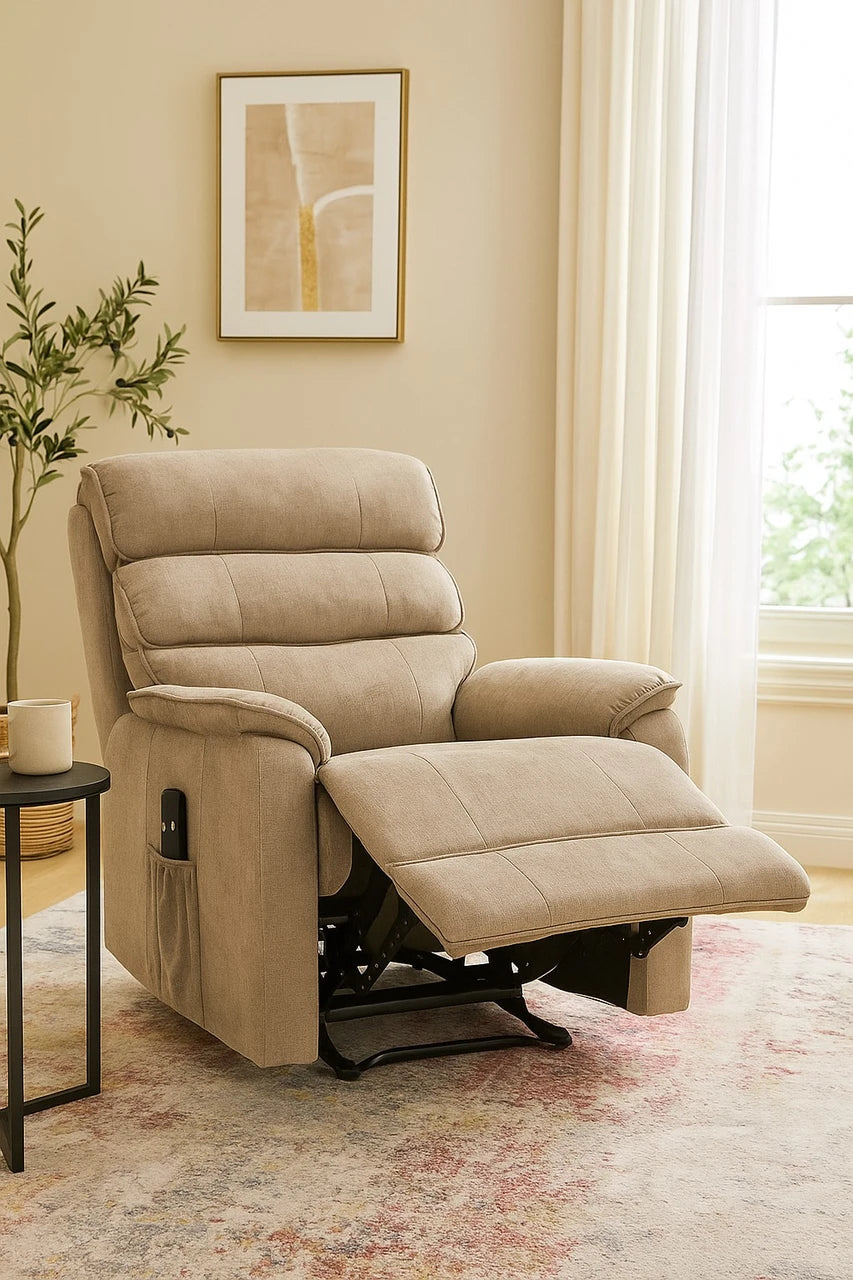 Cambridge Brown Fabric Rise and Recline Armchair Power Chair