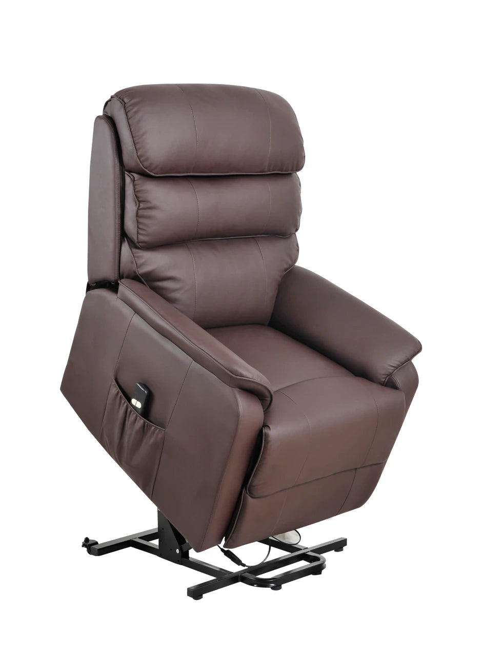 Electric bonded Leather Rise & Recliner Armchair Brown