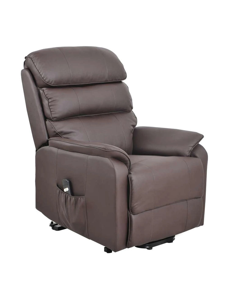 Electric bonded Leather Rise & Recliner Armchair Brown