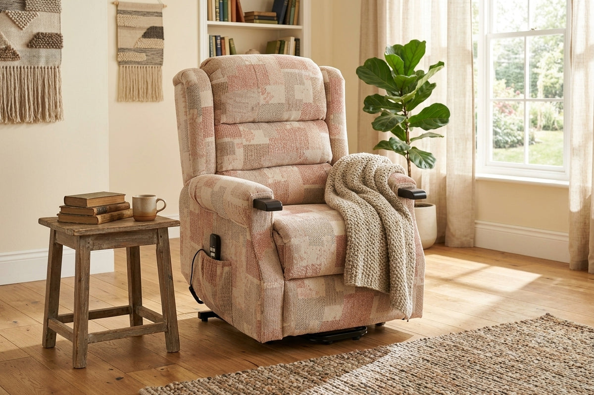 Taylor Dual Motor Rise & Recline Power Chair Fabric Brown