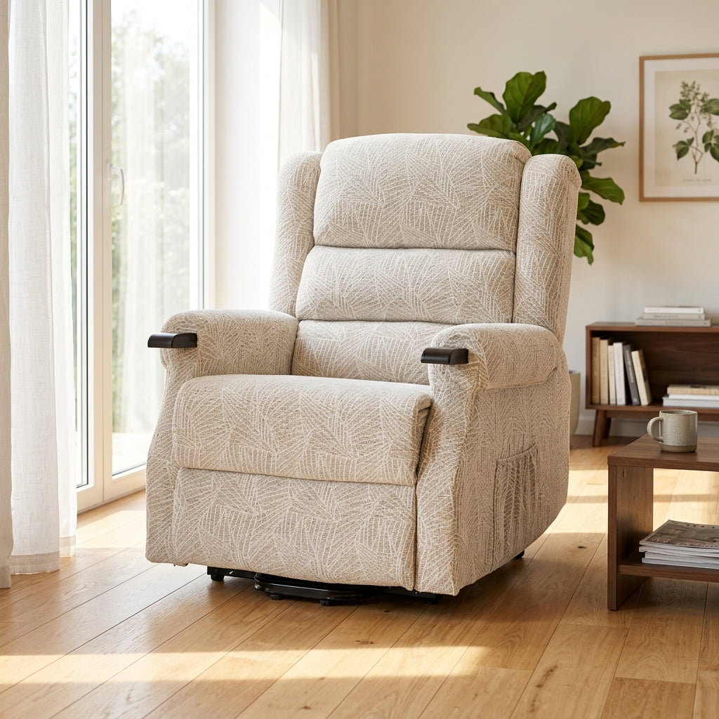 Taylor Dual Motor Rise & Recline Power Chair Fabric Grey/Cream