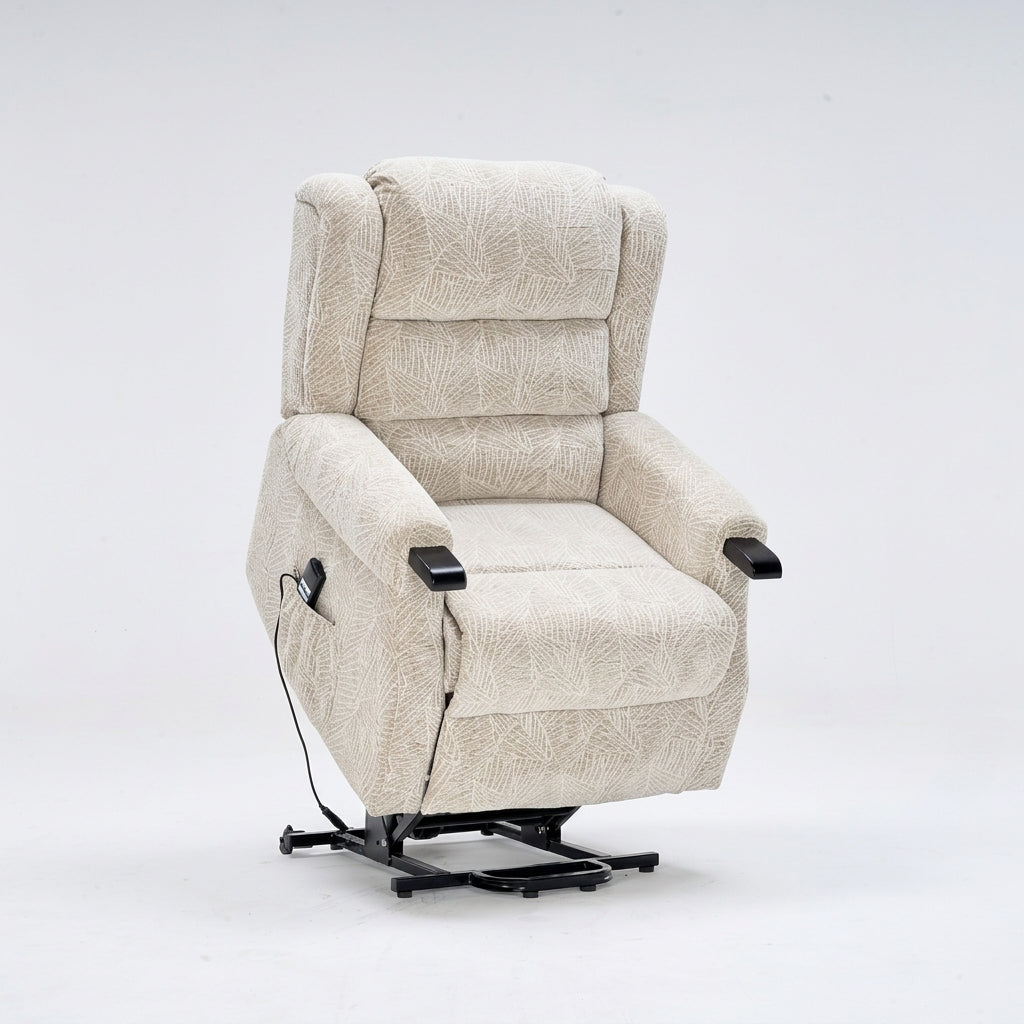 Taylor Dual Motor Rise & Recline Power Chair Fabric Grey/Cream