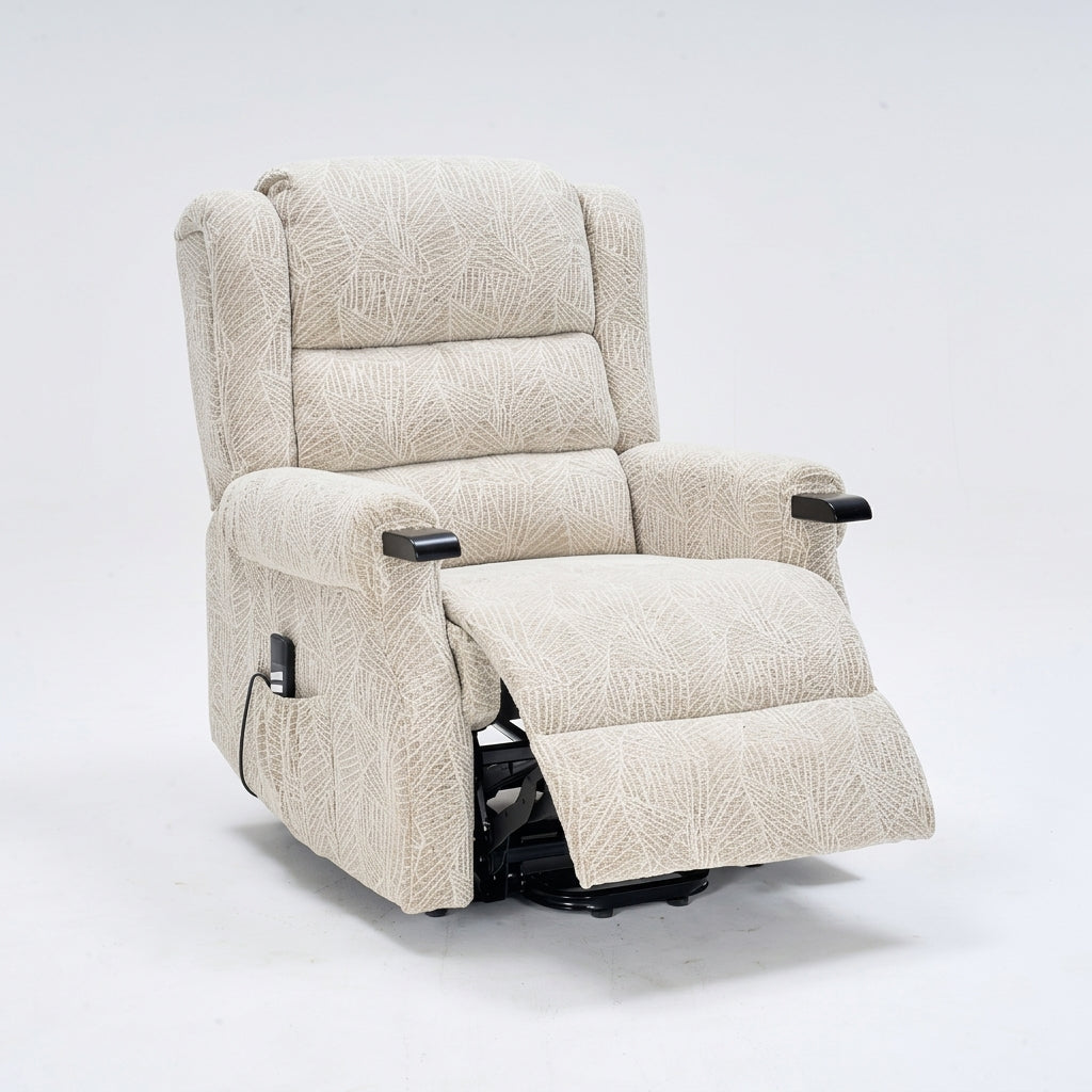 Taylor Dual Motor Rise & Recline Power Chair Fabric Grey/Cream