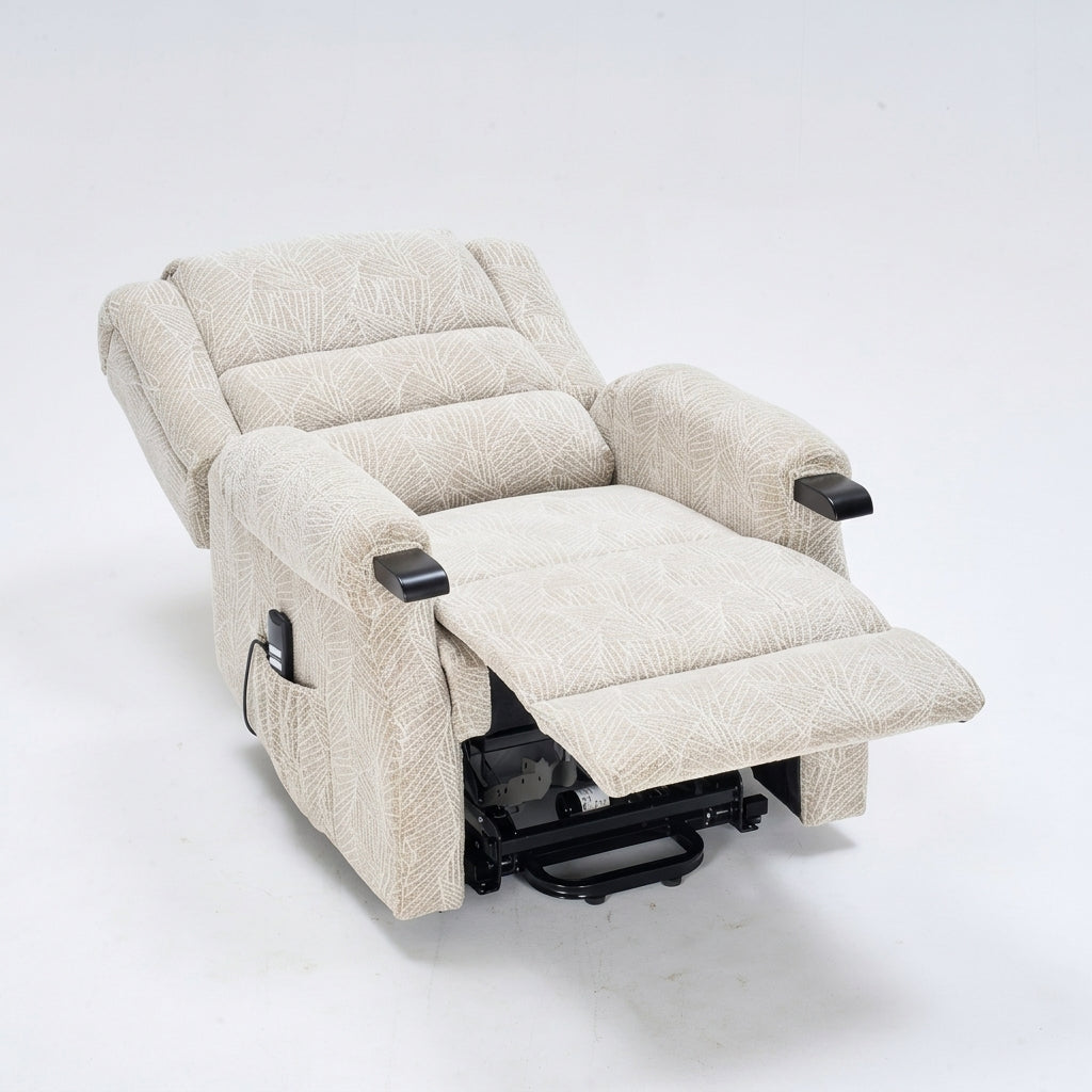 Taylor Dual Motor Rise & Recline Power Chair Fabric Grey/Cream