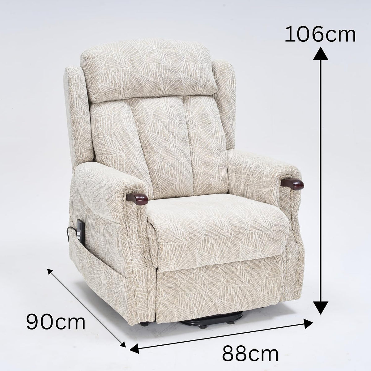 Harrogate Deluxe Fabric Dual Motor Rise & Recliner -Grey/Cream