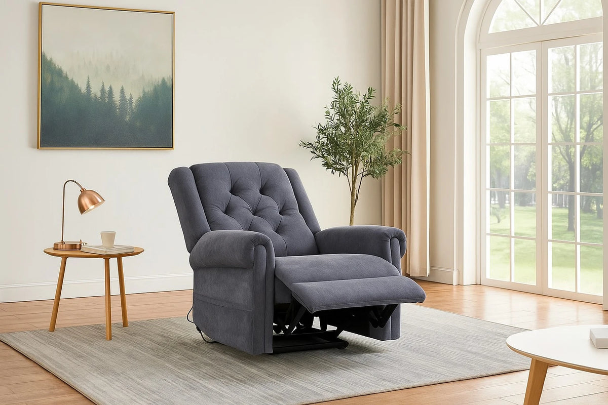 Gina Grey Fabric Electric Rise and Recline lift Armchair