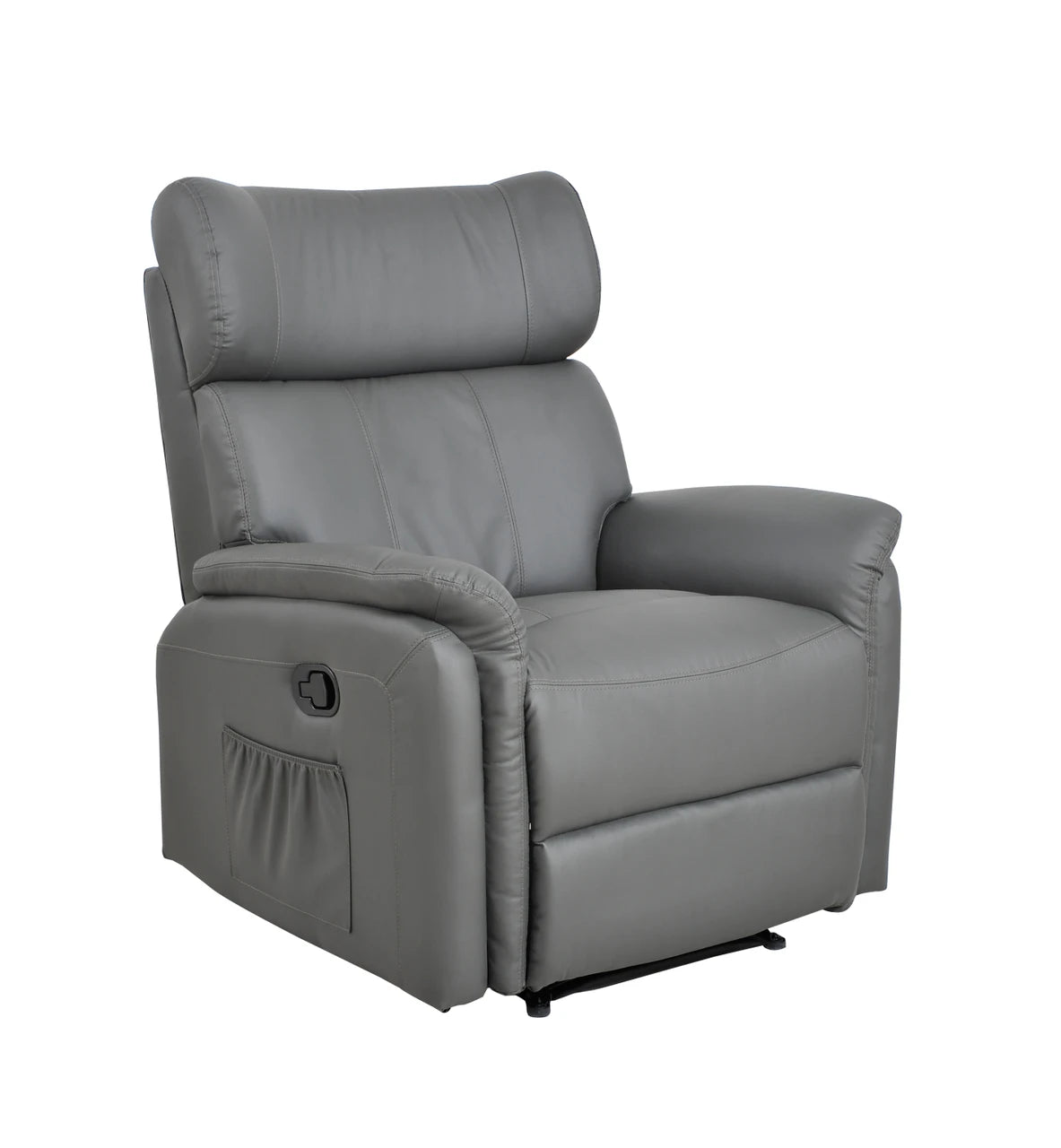 Manual Leather Recliner Armchair Sofa Lounge Home Chair Grey