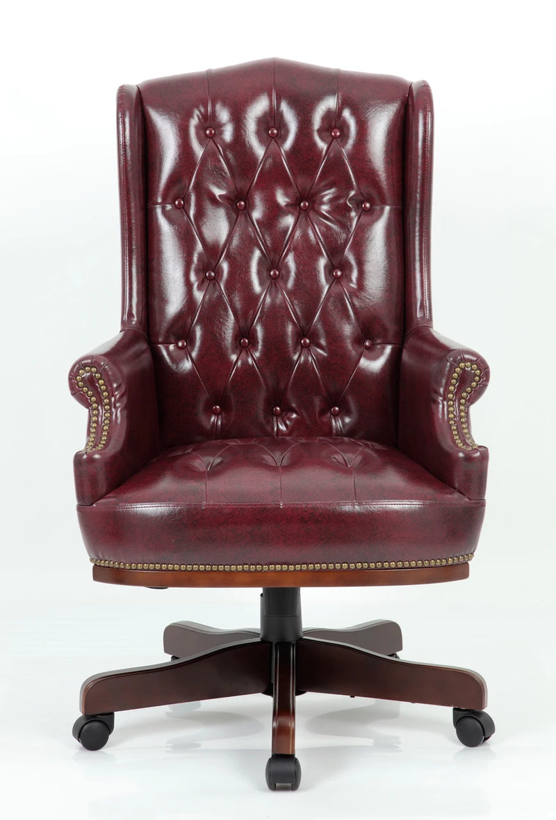 Chesterfield Style Bonded Leather Desk Swivel Chair Ox-Blood