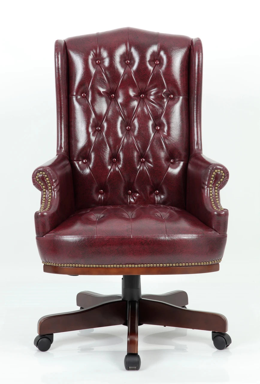 Chesterfield Style Bonded Leather Desk Swivel Chair Ox-Blood