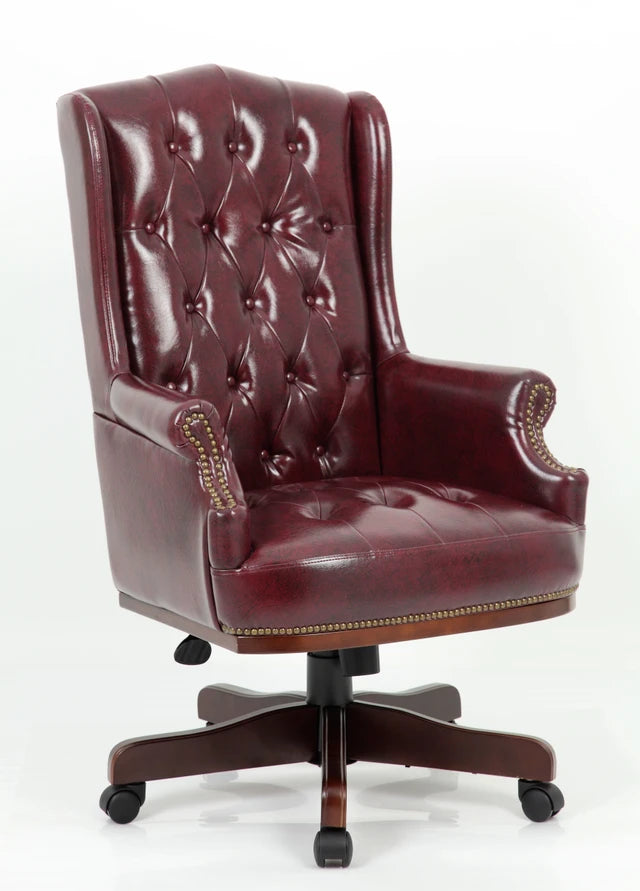 Chesterfield Style Bonded Leather Desk Swivel Chair Ox-Blood