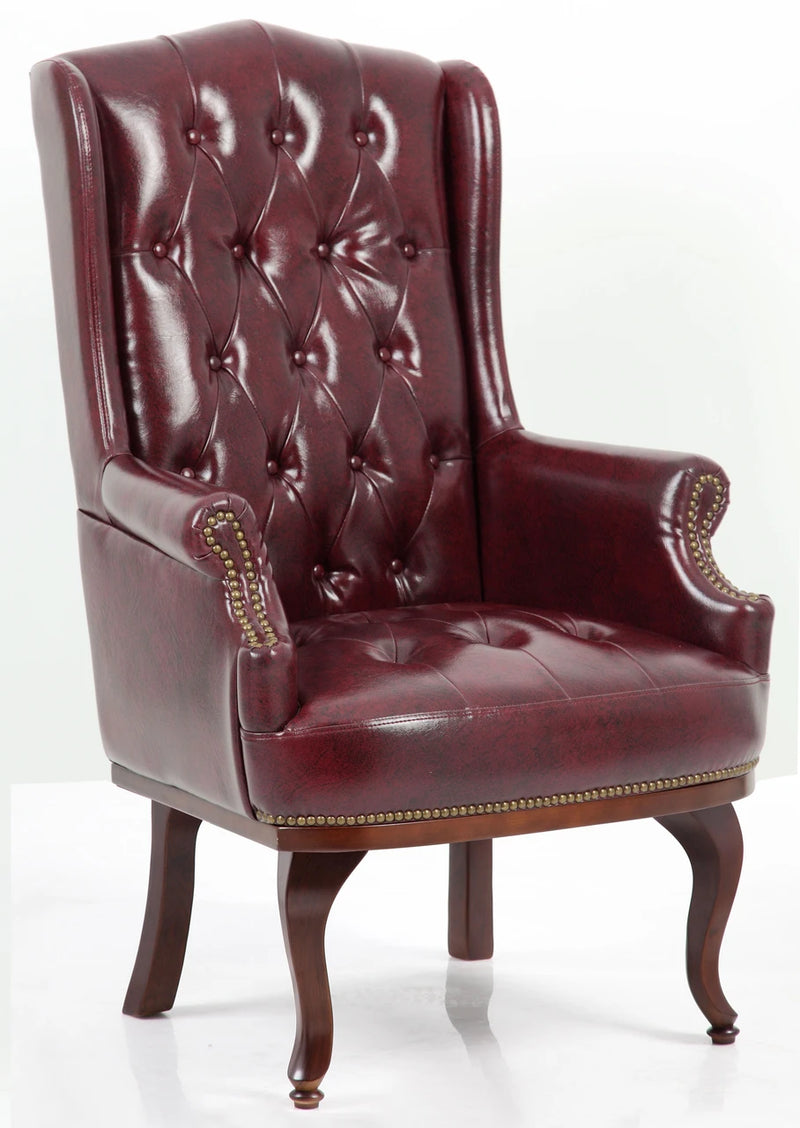 Chesterfield Style High Back Fireside Armchair in Ox-blood