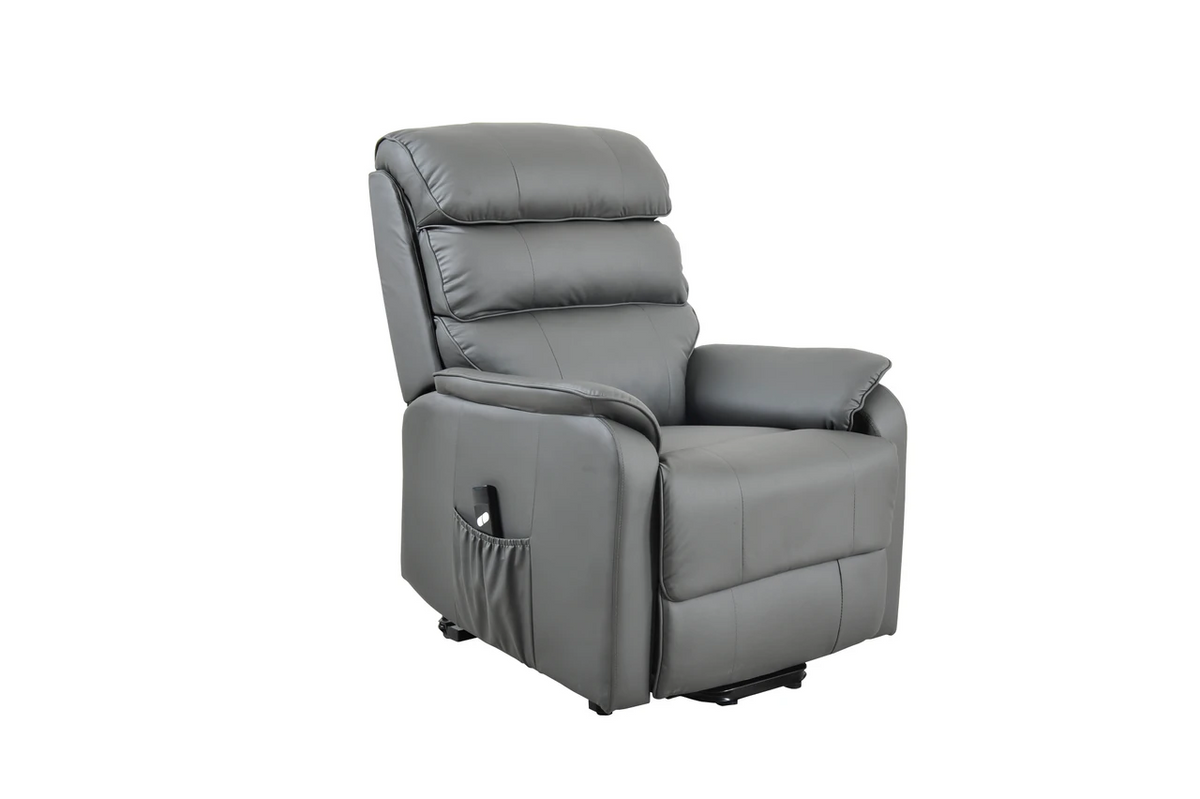 Electric bonded Leather Rise & Recliner Armchair Grey