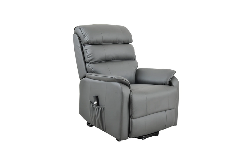 Electric bonded Leather Rise & Recliner Armchair Grey