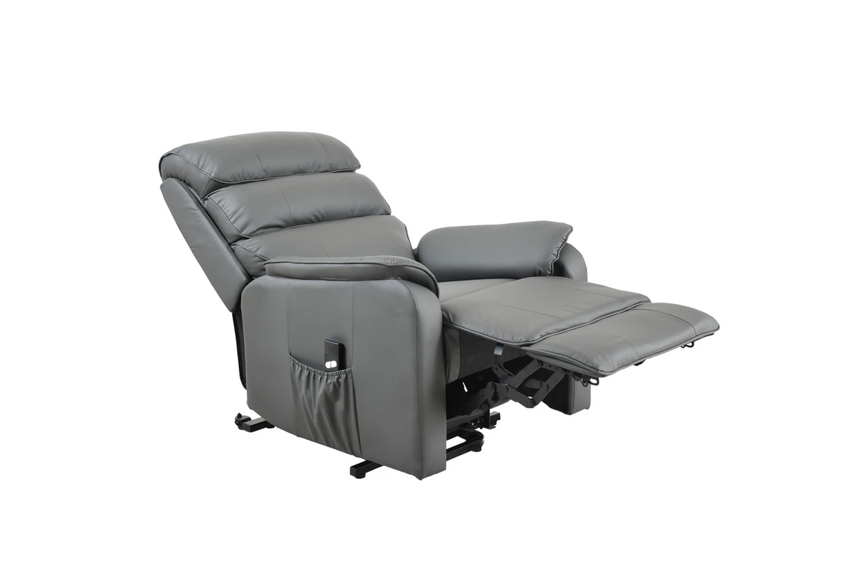 Electric bonded Leather Rise & Recliner Armchair Grey