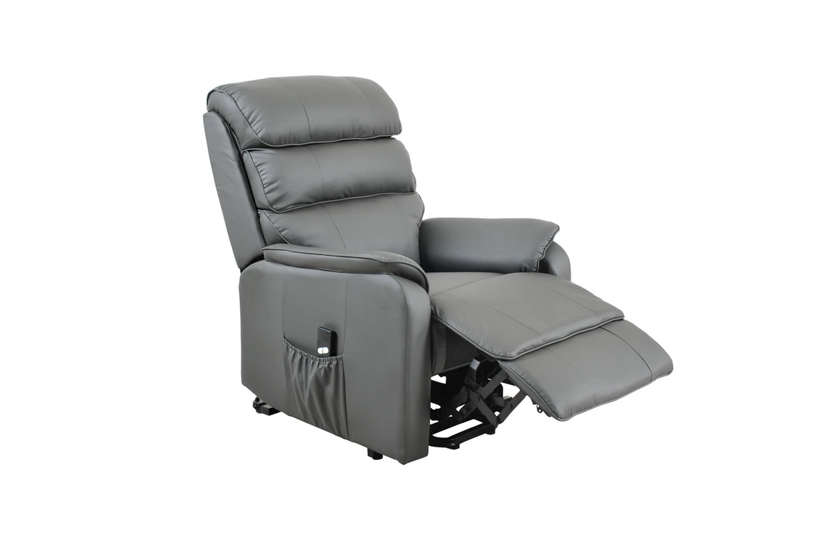 Electric bonded Leather Rise & Recliner Armchair Grey