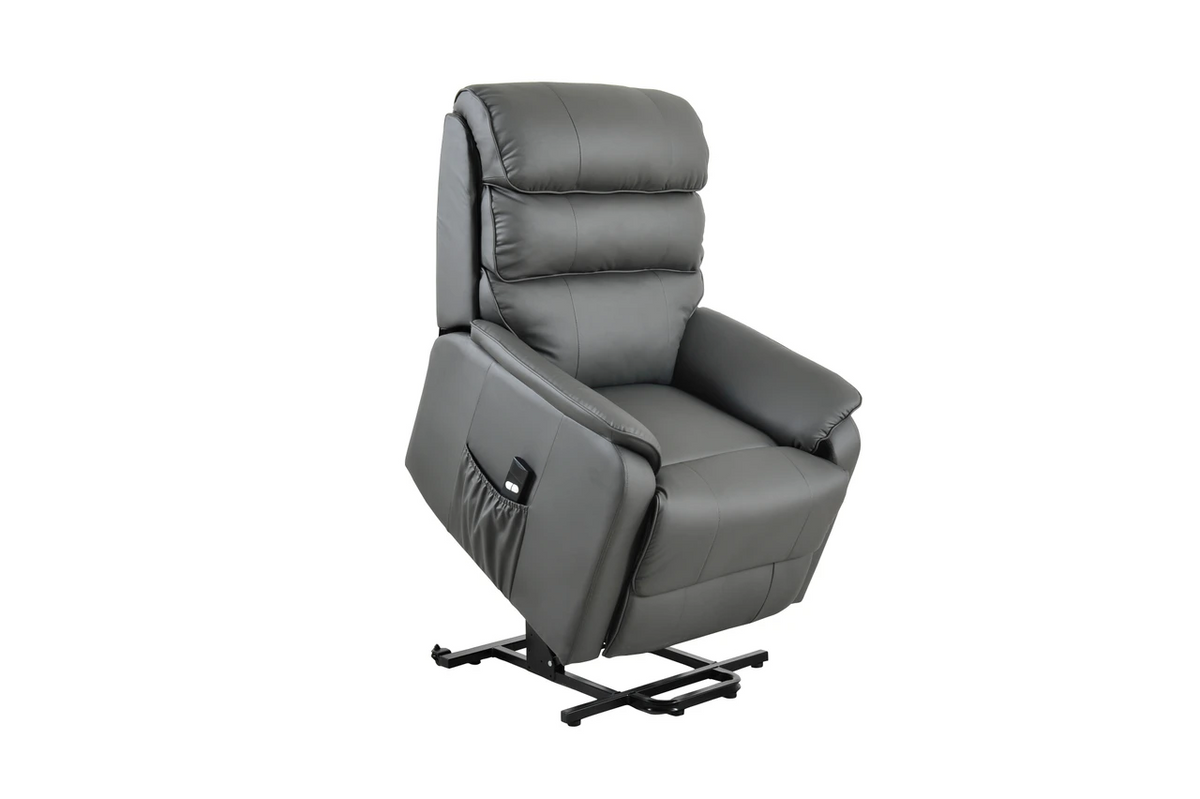 Electric bonded Leather Rise & Recliner Armchair Grey