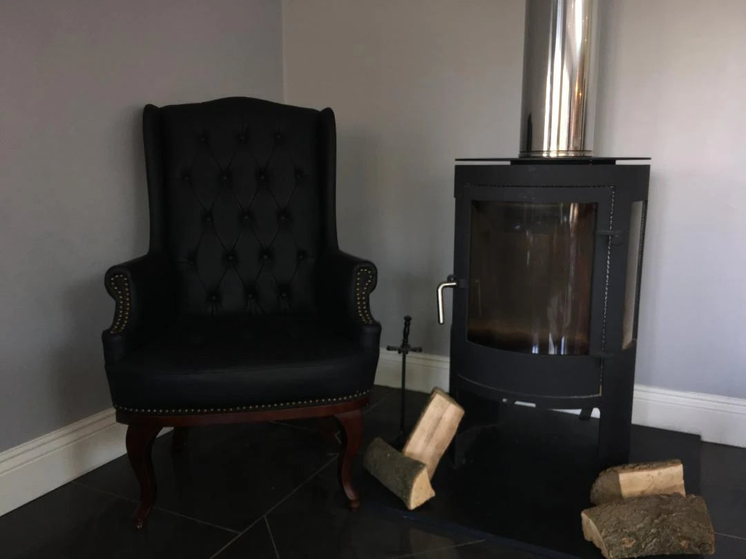 Chesterfield Style High Back Fireside Armchair in Black