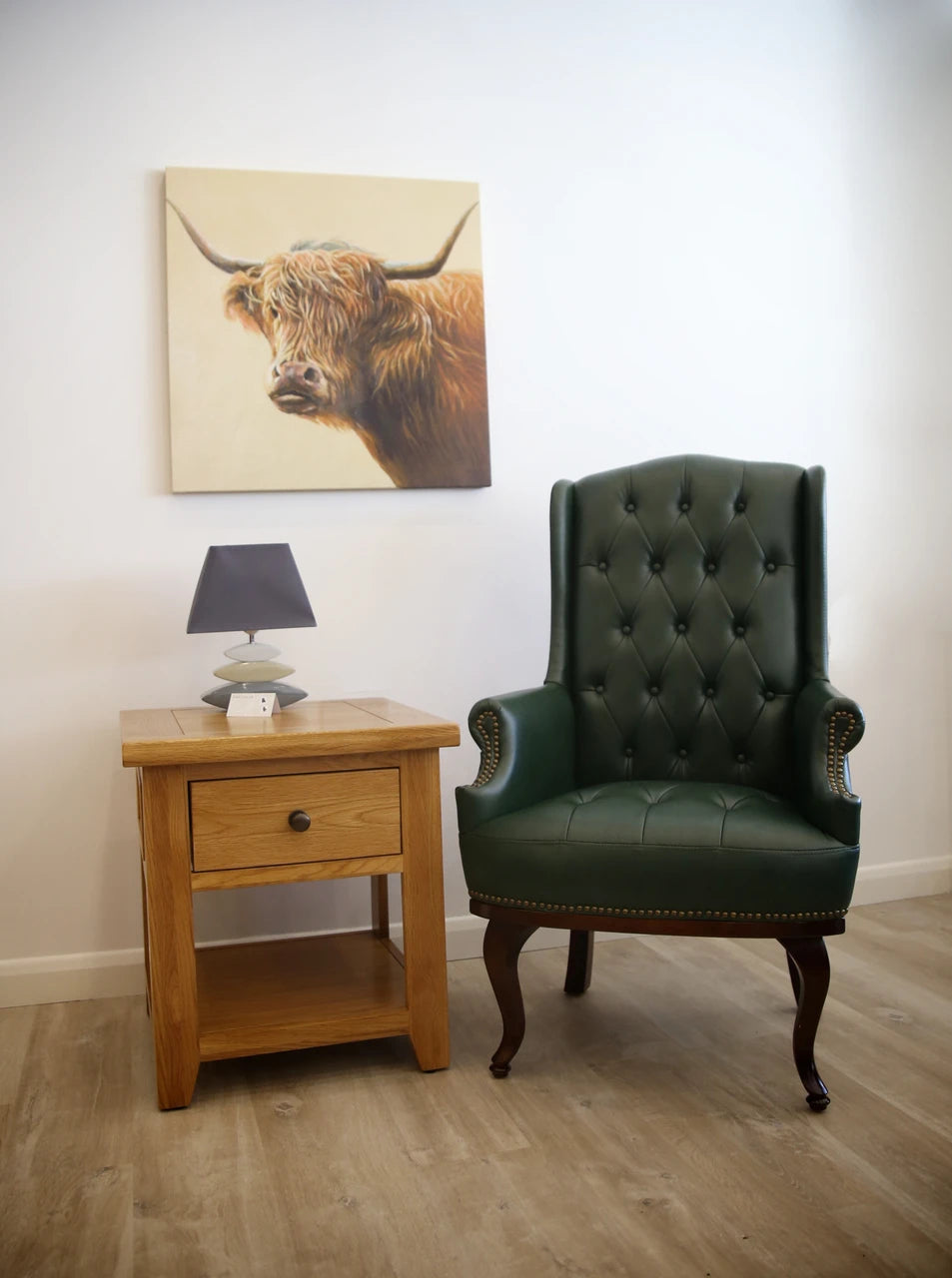 Chesterfield Style High Back Fireside Armchair in Antique Green