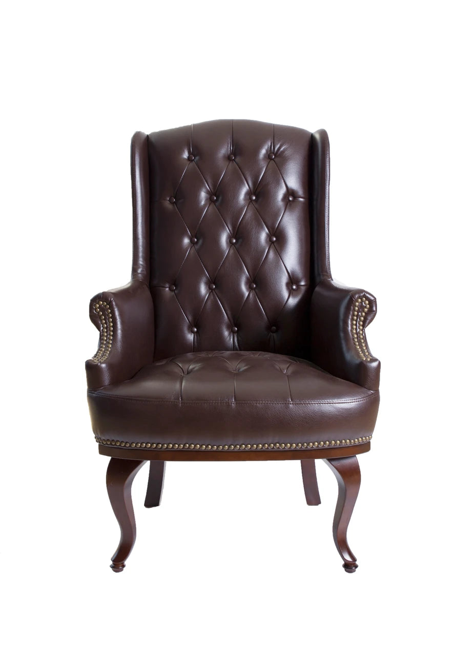 Chesterfield Style High Back Fireside Armchair in Chocolate Brown
