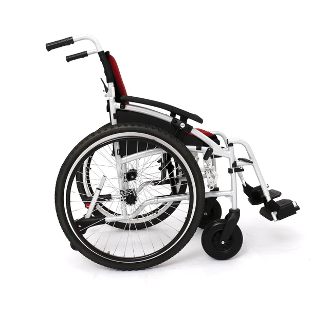 All Terrain, Lightweight, Folding, Manual Self Propelled Aluminium Wheelchair, 24 Inch Mountain Bike Style Pneumatic Tyres, Easy Compact Folding Black Frame, Weighs Just 12.5kg, 18 inch Seat