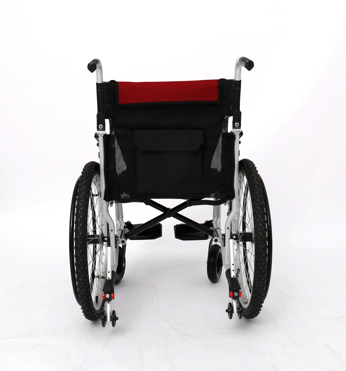 All Terrain, Lightweight, Folding, Manual Self Propelled Aluminium Wheelchair, 24 Inch Mountain Bike Style Pneumatic Tyres, Easy Compact Folding Black Frame, Weighs Just 12.5kg, 18 inch Seat