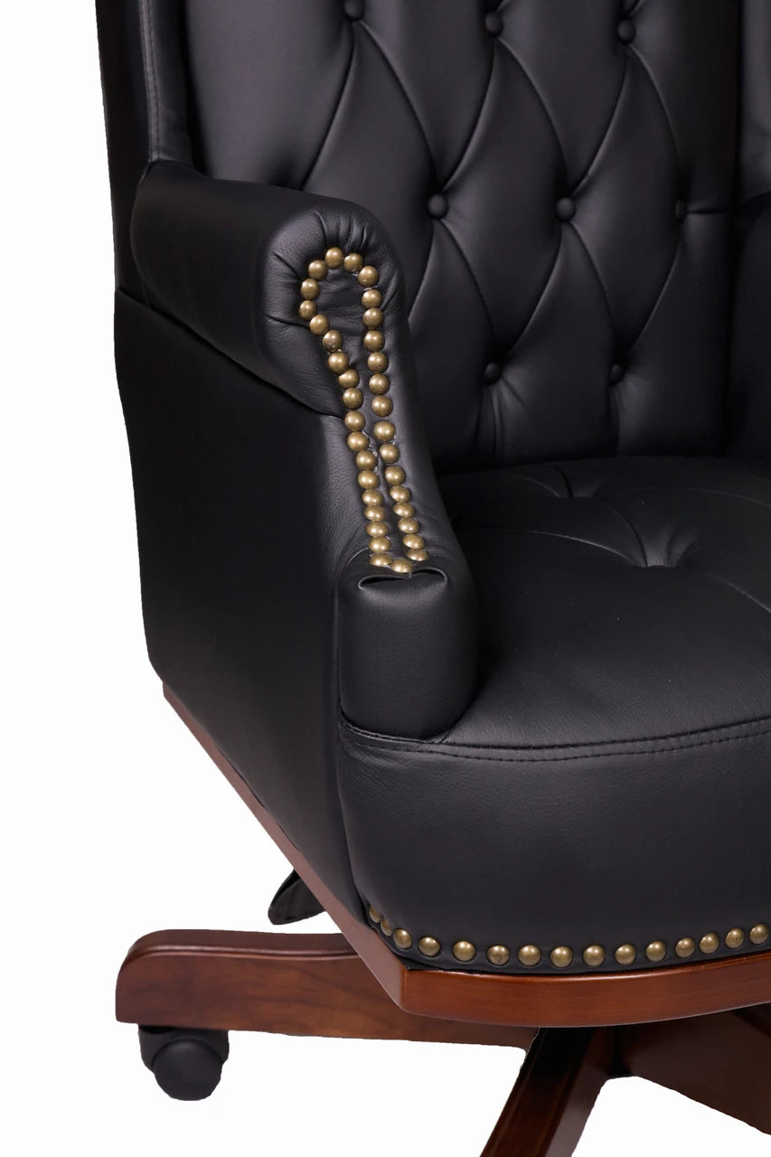 Chesterfield Style Bonded Leather Desk Swivel Chair Black