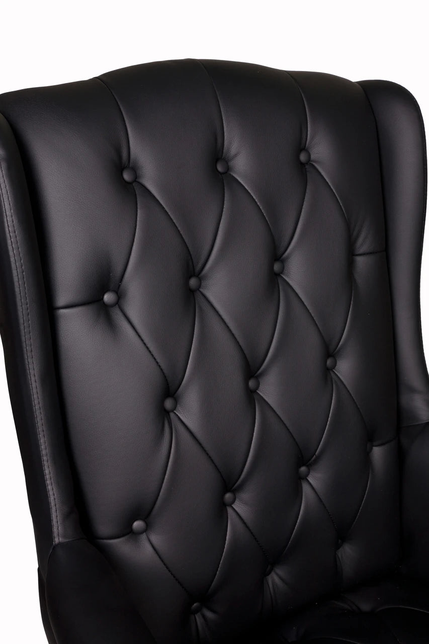 Chesterfield Style High Back Fireside Armchair in Black