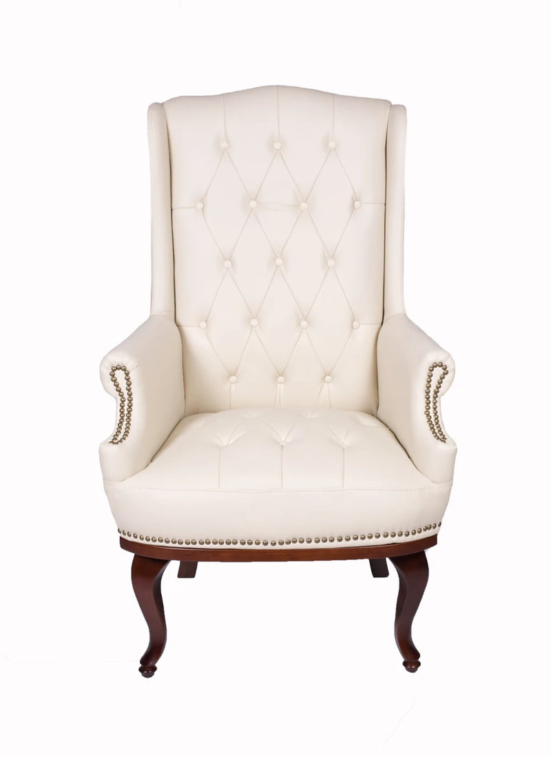 Chesterfield Style High Back Fireside Armchair in Cream