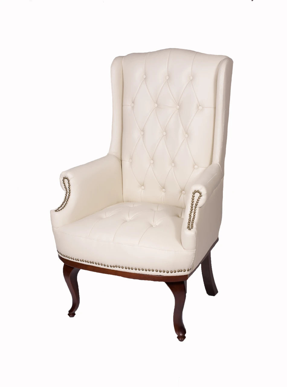 Chesterfield Style High Back Fireside Armchair in Cream