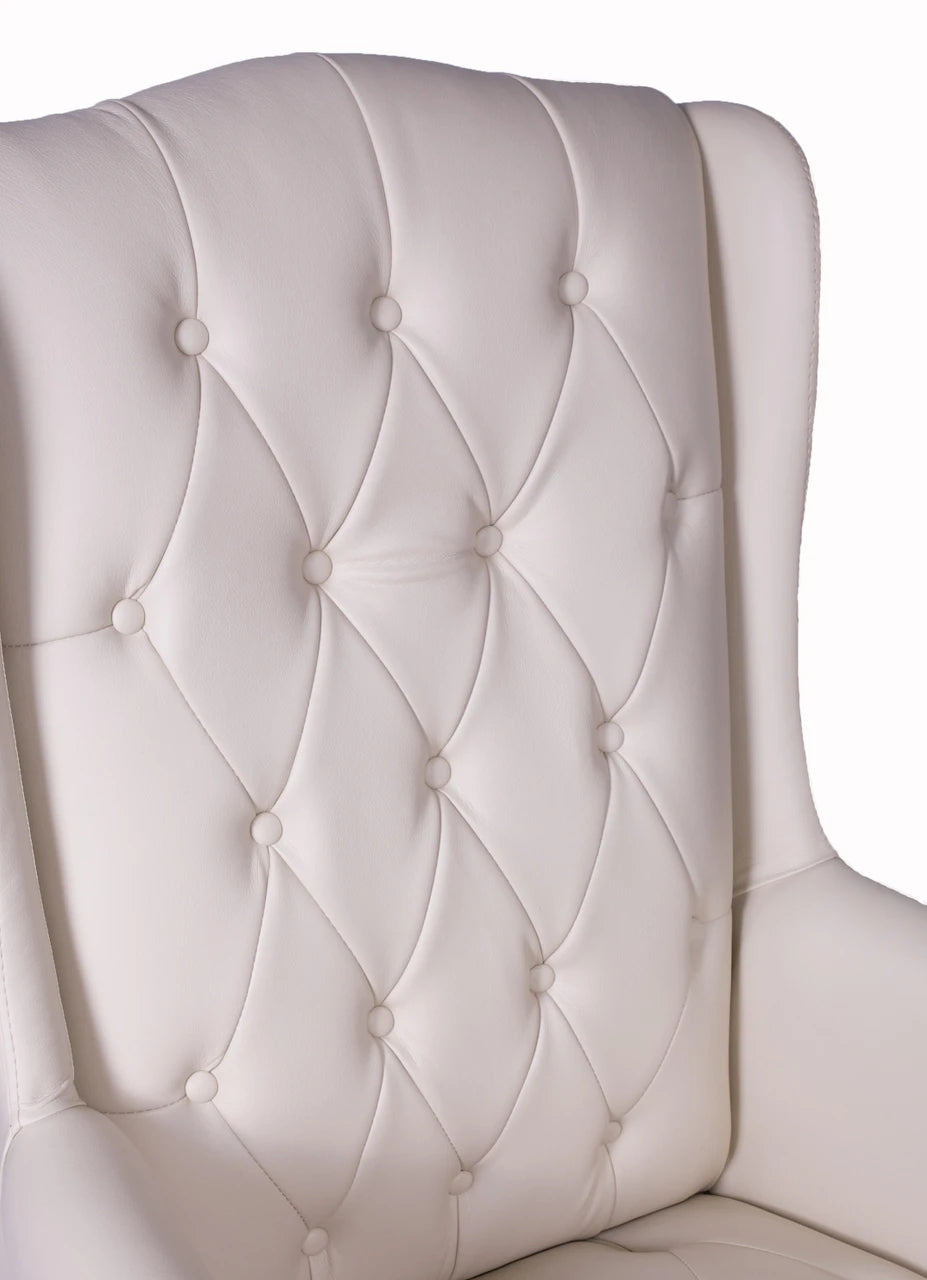 Chesterfield Style High Back Fireside Armchair in Cream