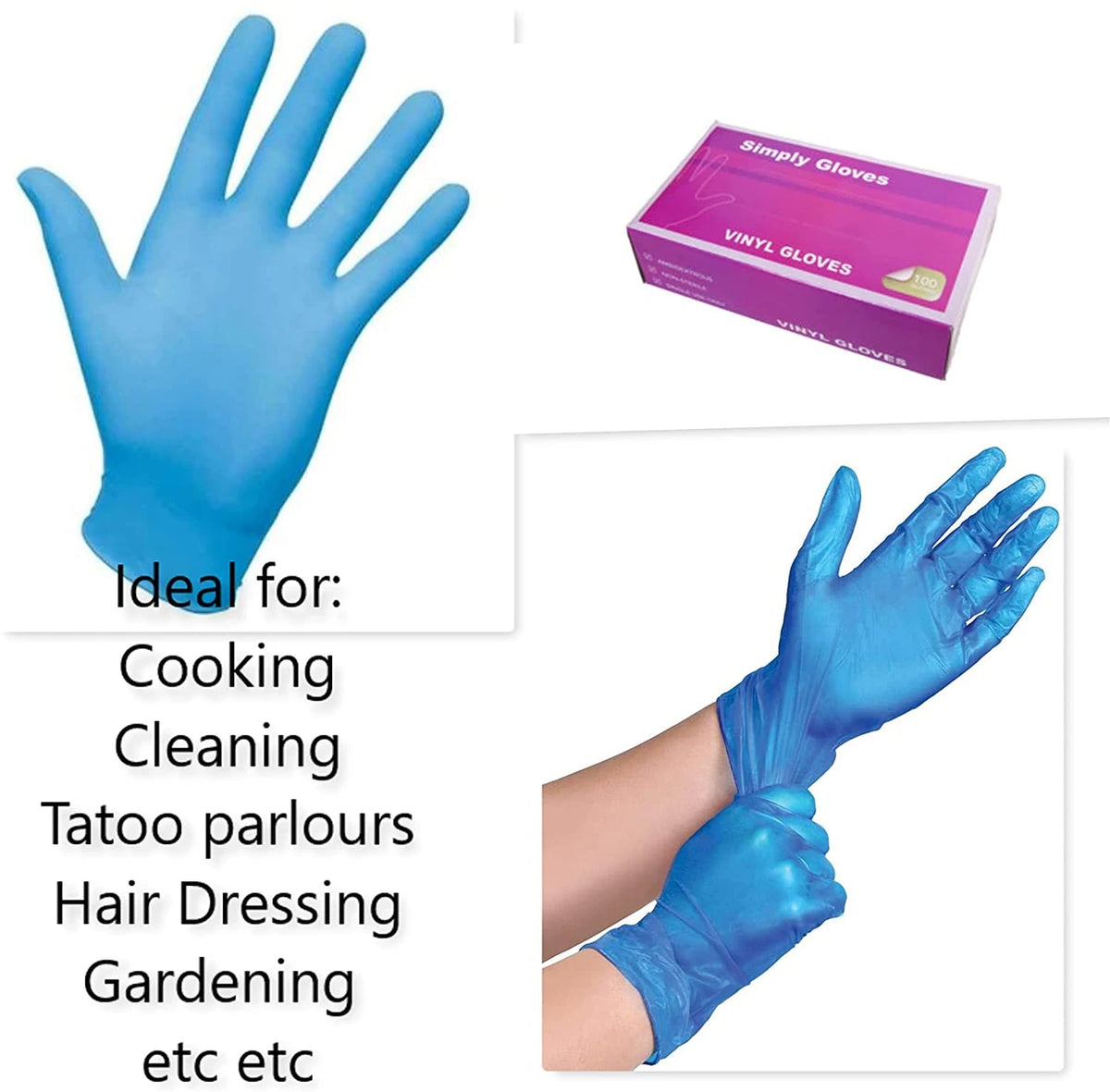 Disposable Medium Blue Vinyl Powder Free Gloves Box of 1000
