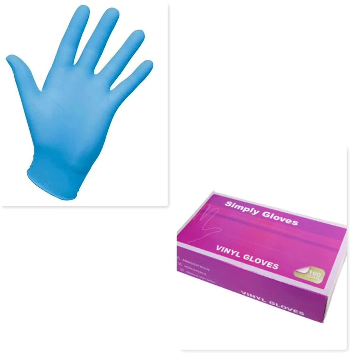 Disposable Medium Blue Vinyl Powder Free Gloves Box of 1000