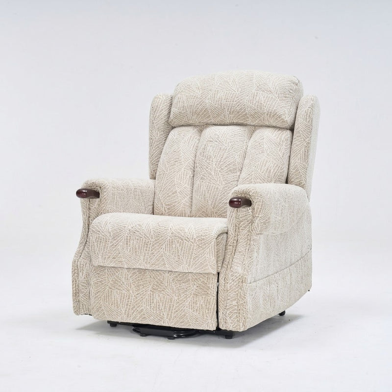 Harrogate Deluxe Fabric Dual Motor Rise & Recliner -Grey/Cream