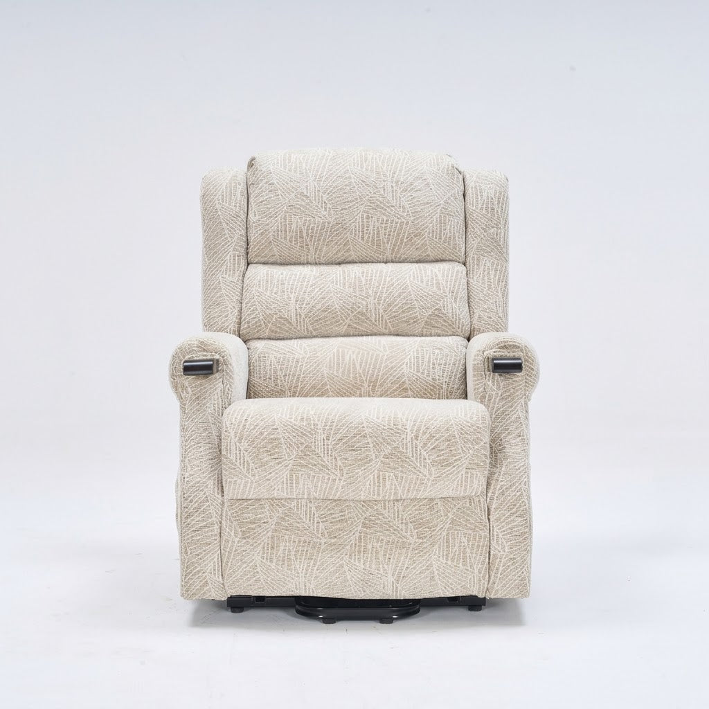 Harrogate Deluxe Fabric Dual Motor Rise & Recliner -Grey/Cream
