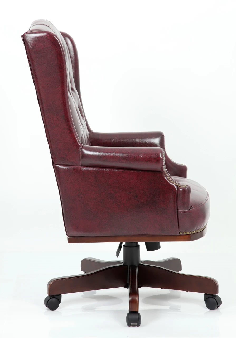 Chesterfield Style Bonded Leather Desk Swivel Chair Ox-Blood