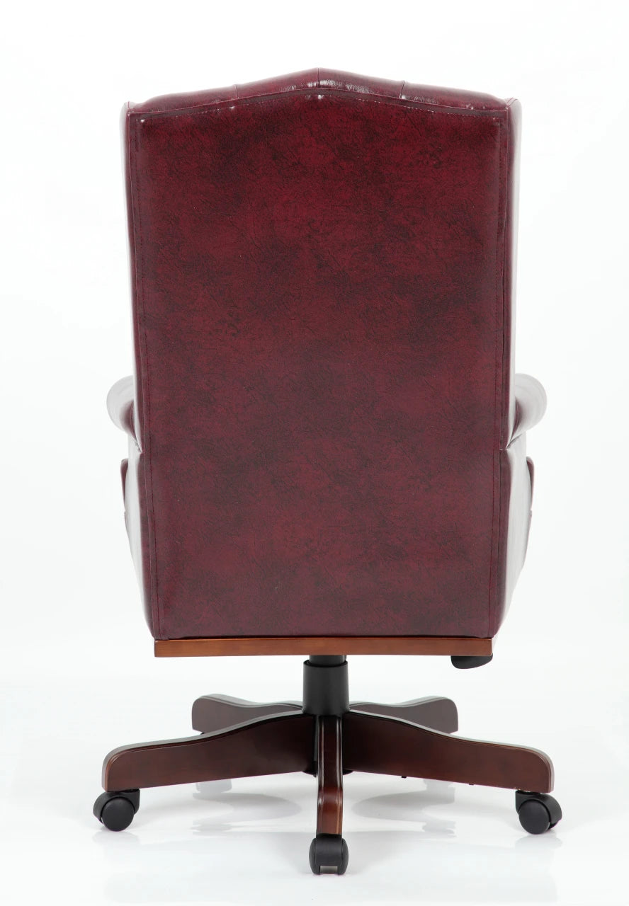 Chesterfield Style Bonded Leather Desk Swivel Chair Ox-Blood