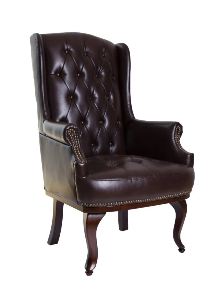 Chesterfield Style High Back Fireside Armchair in Chocolate Brown