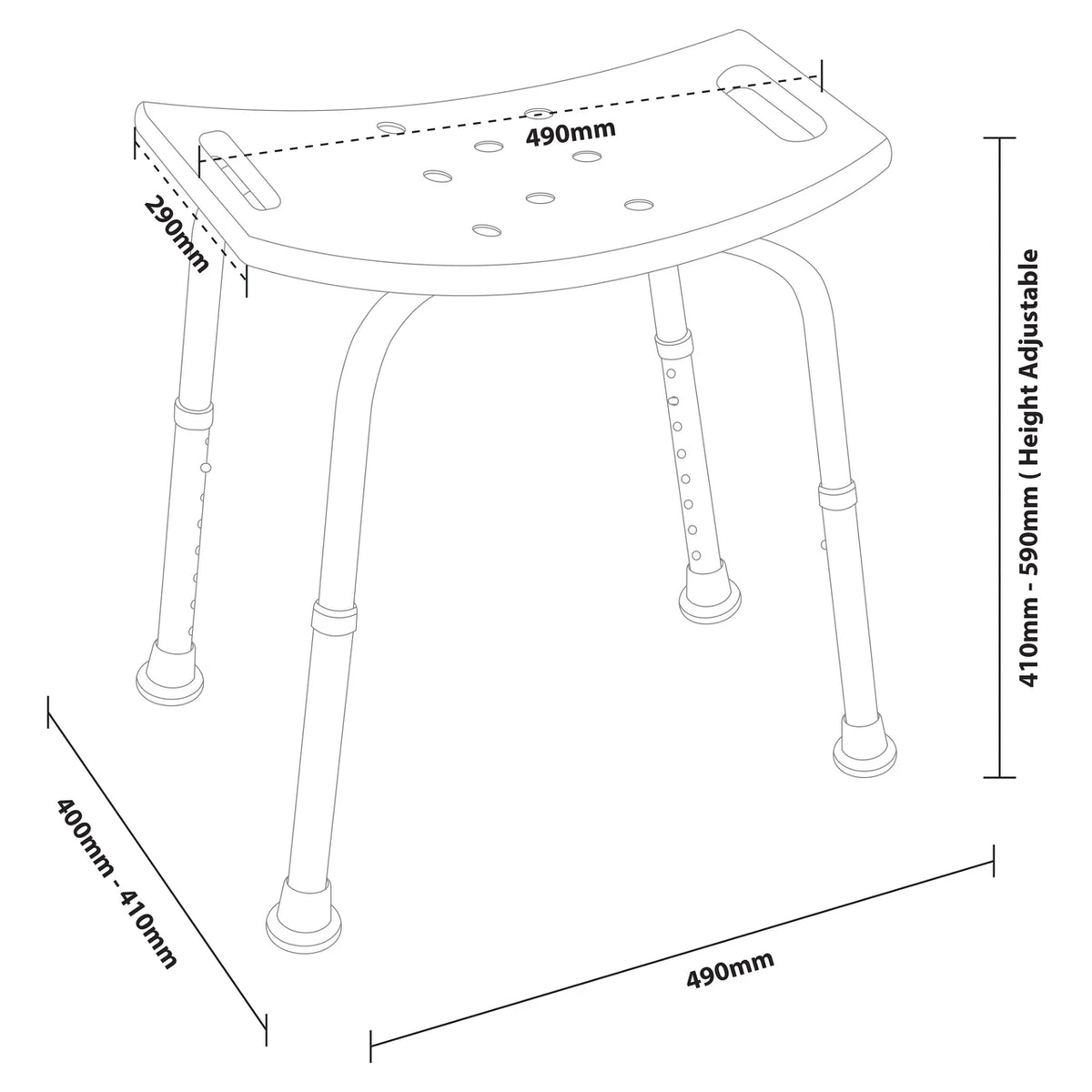 Adjustable Height Bath Shower Stool
