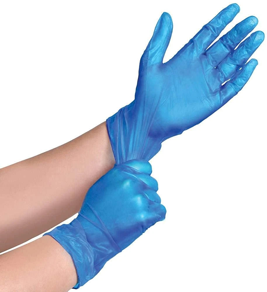 Disposable Medium Blue Vinyl Powder Free Gloves Box of 1000